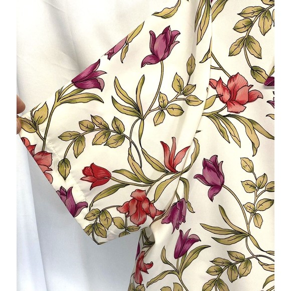 Jordan Women Size 2X Shirt Button Up Floral Blouse Short Sleeve RN64136 w/defect - Picture 3 of 10